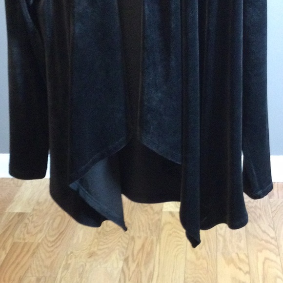 M Spring + Mercer black velvet stretch open front drape jacket - Picture 7 of 14